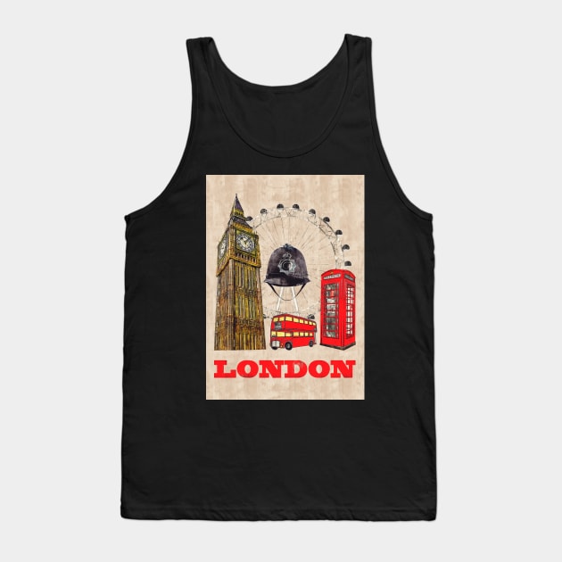 London, England, Travel Poster Tank Top by BokeeLee